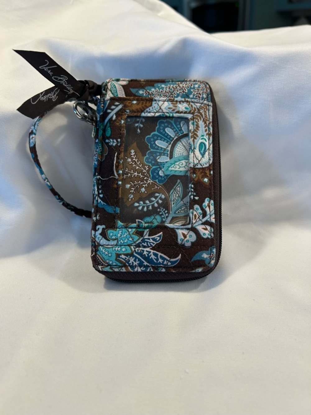 Vera Bradley Java Blue Wristlet Wallet Full Size Credit Card Slots